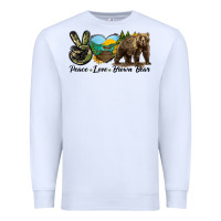 White Peace Love Brown Bear Premium Sweatshirt - LillyAllenDesigns