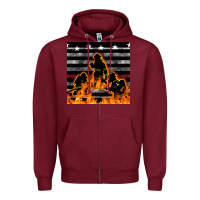 Burgundy american firefighters seamless pattern Zipper Hoodie - BundleAndBundleShop