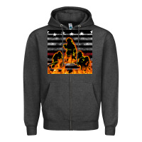 Charcoal Heather american firefighters seamless pattern Zipper Hoodie - BundleAndBundleShop