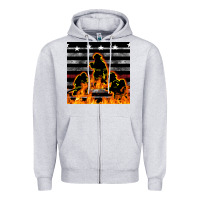 Heather Grey american firefighters seamless pattern Zipper Hoodie - BundleAndBundleShop