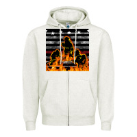 Oatmeal Heather american firefighters seamless pattern Zipper Hoodie - BundleAndBundleShop