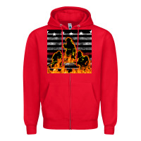 Red american firefighters seamless pattern Zipper Hoodie - BundleAndBundleShop
