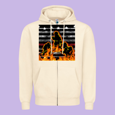 American Firefighters Seamless Pattern Zipper Hoodie Designed By Bundleandbundleshop