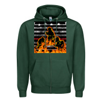 Sports Green american firefighters seamless pattern Zipper Hoodie - BundleAndBundleShop