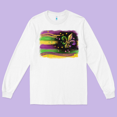 Mardi Gras Flag Long Sleeve Tee Designed By Cowgirlartshop