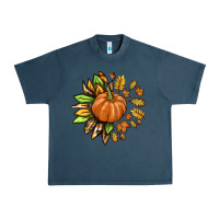 Midnight Navy Fall Sunflower with Pumpkin Urban Heavy Tee - texasbilliewilder