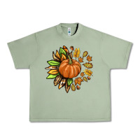 Oil Green Fall Sunflower with Pumpkin Urban Heavy Tee - texasbilliewilder