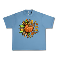 Pebble Blue Fall Sunflower with Pumpkin Urban Heavy Tee - texasbilliewilder