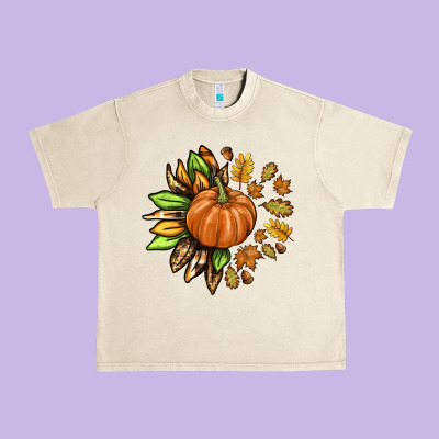 Fall Sunflower With Pumpkin Urban Heavy Tee Designed By Texasbilliewilder