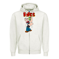 Oatmeal Heather popeye Zipper Hoodie - tuanDangUi