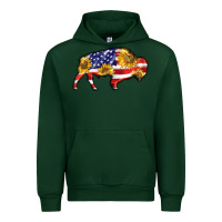 Forest Green bison amerıcan flag Urban Hoodie - BarkalooDesign