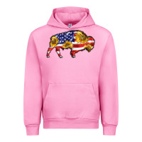 Fuchsia Pink bison amerıcan flag Urban Hoodie - BarkalooDesign