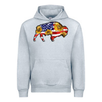 Heather Grey bison amerıcan flag Urban Hoodie - BarkalooDesign