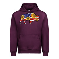 Mauve Wine bison amerıcan flag Urban Hoodie - BarkalooDesign