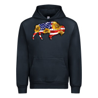 Navy bison amerıcan flag Urban Hoodie - BarkalooDesign