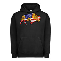 Pigment Black bison amerıcan flag Urban Hoodie - BarkalooDesign