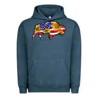 Pigment Midnight Navy bison amerıcan flag Urban Hoodie - BarkalooDesign