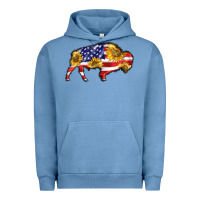 Pigment Pebble Blue bison amerıcan flag Urban Hoodie - BarkalooDesign