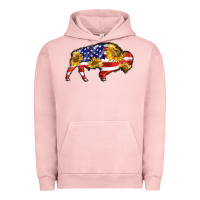 Pigment Salmon bison amerıcan flag Urban Hoodie - BarkalooDesign