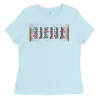 Baby Blue teacher gemstone and pink flower libbey glass Ladies Tee - BundleAndBundleShop