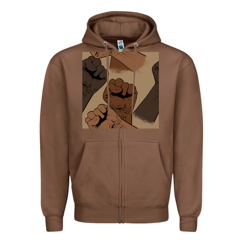 Melanin Raised Fist Seamless Pattern Zipper Hoodie by BundleAndBundleShop | Teevron