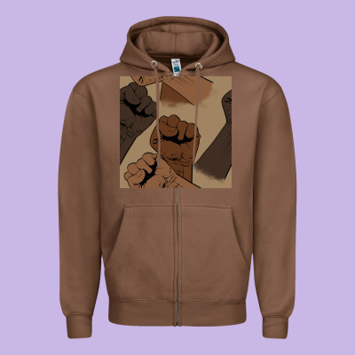 Melanin Raised Fist Seamless Pattern Zipper Hoodie Designed By Bundleandbundleshop