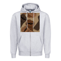 Heather Grey melanin raised fist seamless pattern Zipper Hoodie - BundleAndBundleShop