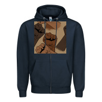 Navy melanin raised fist seamless pattern Zipper Hoodie - BundleAndBundleShop
