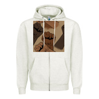 Oatmeal Heather melanin raised fist seamless pattern Zipper Hoodie - BundleAndBundleShop