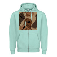Seafoam melanin raised fist seamless pattern Zipper Hoodie - BundleAndBundleShop
