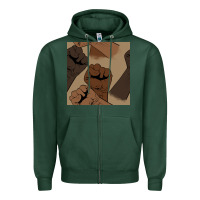 Sports Green melanin raised fist seamless pattern Zipper Hoodie - BundleAndBundleShop