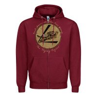 Burgundy flying tigers squadron wwii leather patch design Zipper Hoodie - tuanDangUi