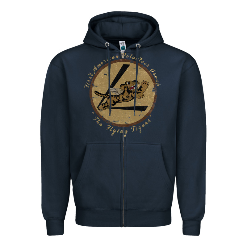 Flying Tigers Squadron Wwii Leather Patch Design Zipper Hoodie by tuanDangUi | Teevron
