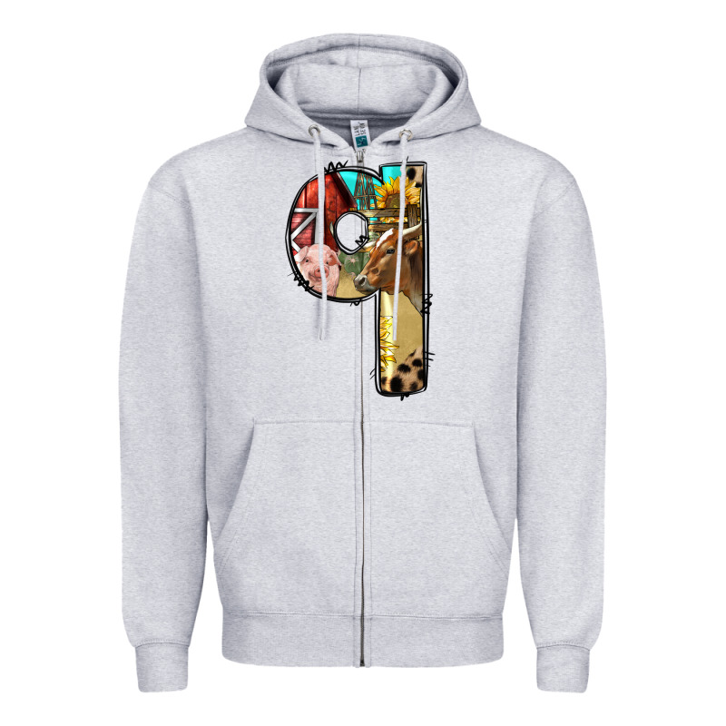 Farm Life Alphabet Lowercase Letters Q Zipper Hoodie by BundleAndBundleShop | Teevron
