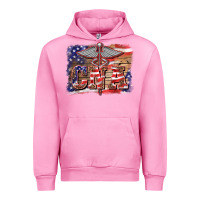 Fuchsia Pink patriotic nurse certified nurse  assistant medilcal symbol  background Urban Hoodie - BarkalooDesign