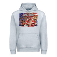Heather Grey patriotic nurse certified nurse  assistant medilcal symbol  background Urban Hoodie - BarkalooDesign