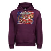 Mauve Wine patriotic nurse certified nurse  assistant medilcal symbol  background Urban Hoodie - BarkalooDesign