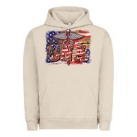 Pigment French Oak patriotic nurse certified nurse  assistant medilcal symbol  background Urban Hoodie - BarkalooDesign