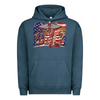 Pigment Midnight Navy patriotic nurse certified nurse  assistant medilcal symbol  background Urban Hoodie - BarkalooDesign
