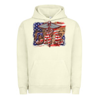 Pigment Pistachio patriotic nurse certified nurse  assistant medilcal symbol  background Urban Hoodie - BarkalooDesign