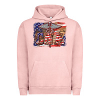 Pigment Salmon patriotic nurse certified nurse  assistant medilcal symbol  background Urban Hoodie - BarkalooDesign