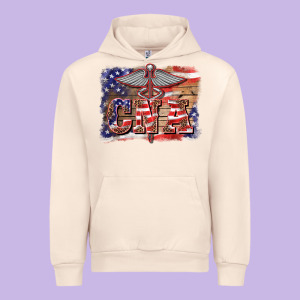 Patriotic Nurse Certified Nurse  Assistant Medilcal Symbol  Background Urban Hoodie Designed By Barkaloodesign