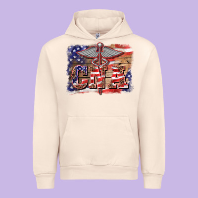 Patriotic Nurse Certified Nurse  Assistant Medilcal Symbol  Background Urban Hoodie Designed By Barkaloodesign
