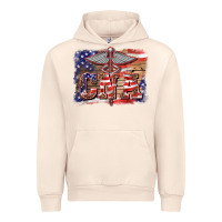 Sandshell patriotic nurse certified nurse  assistant medilcal symbol  background Urban Hoodie - BarkalooDesign