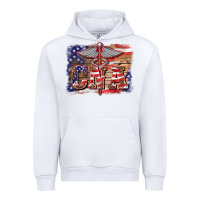 White patriotic nurse certified nurse  assistant medilcal symbol  background Urban Hoodie - BarkalooDesign