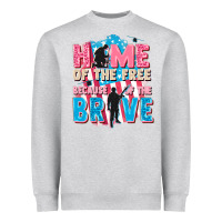 Heather Grey Home of the free because of the brave Heavyweight Sweatshirt - FaDigitalArtStudio