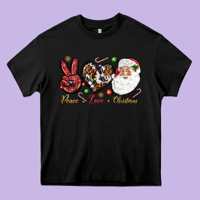 Peace Love Christmas Heavy Core Tee Designed By Nancycooperartshop