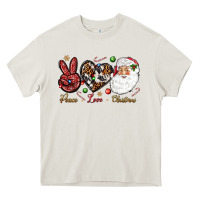 Cream Peace love Christmas Heavy Core Tee - NancyCooperArtShop