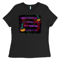 Black halloween witch hat backround Ladies Tee - RanaPortraitStore