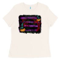 Bone halloween witch hat backround Ladies Tee - RanaPortraitStore